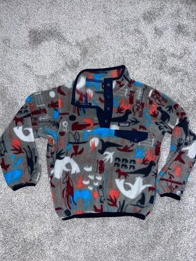 boys girls Patagonia Fleece child toddler synchilla sweatshirt Jacket XS animals